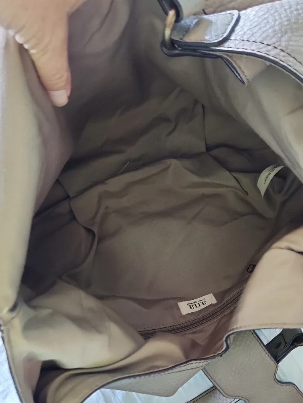 ANA Taupe Leather Hobo Shoulder Bag for Everyday Wear